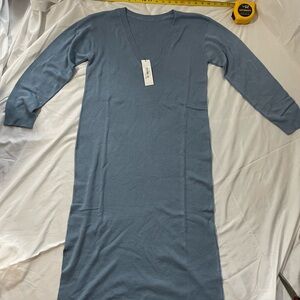 Elegant Long Sleeve Dress in Soft Blue